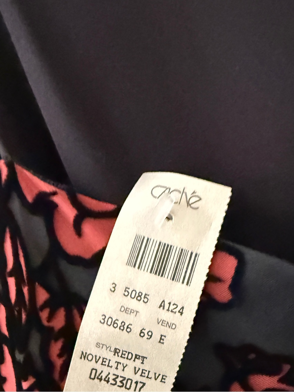 Y2K Vintage Cache Black Dress with Rust Floral Print and Asymmetrical Hem - Picture 4 of 5